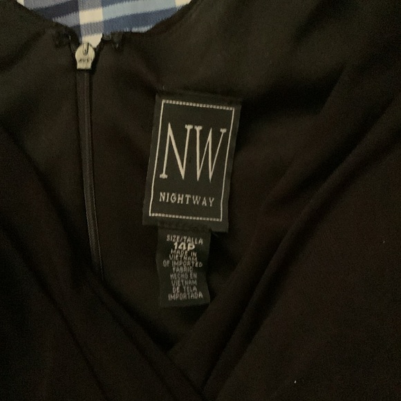 Black formal evening gown with a built in bra. Size 14 petite. - Picture 2 of 2